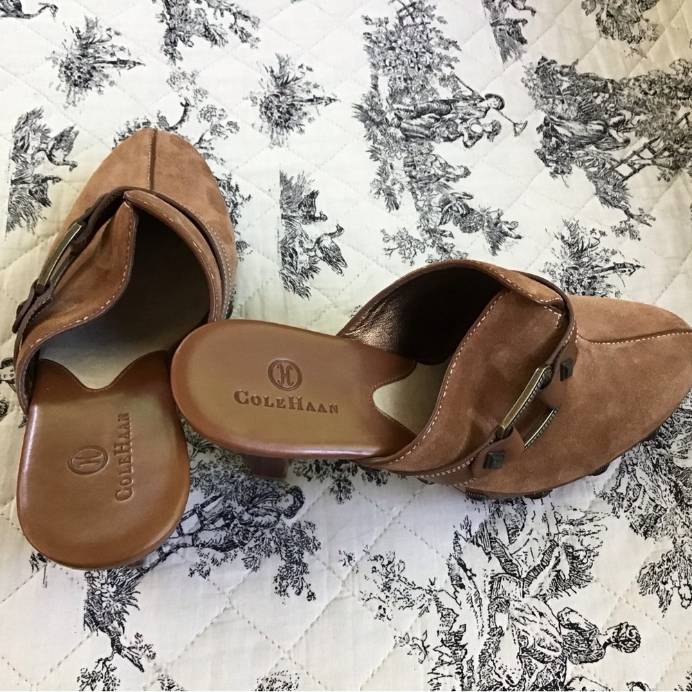 Authentic!* New* Cole Haan couture suede leather, high end mules/clog! - Picture 10 of 12